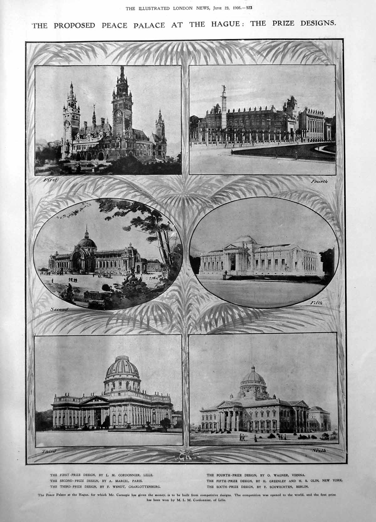 Old Designs Peace Palace Hague Fish Catches America Bass Tuna Shark1906 20th