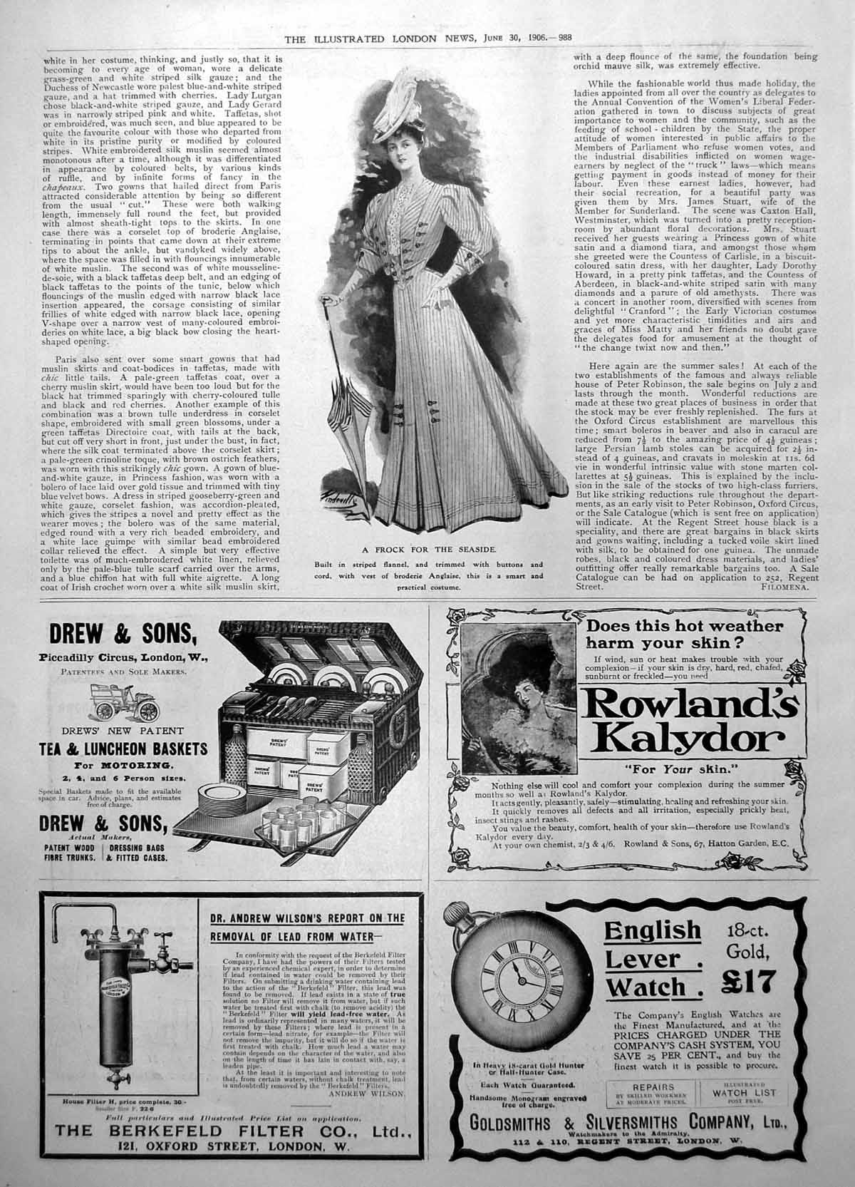 Old Frock Seaside Drew Sons Luncheon Baskets Rowlands Kalydor Skin1906 20th