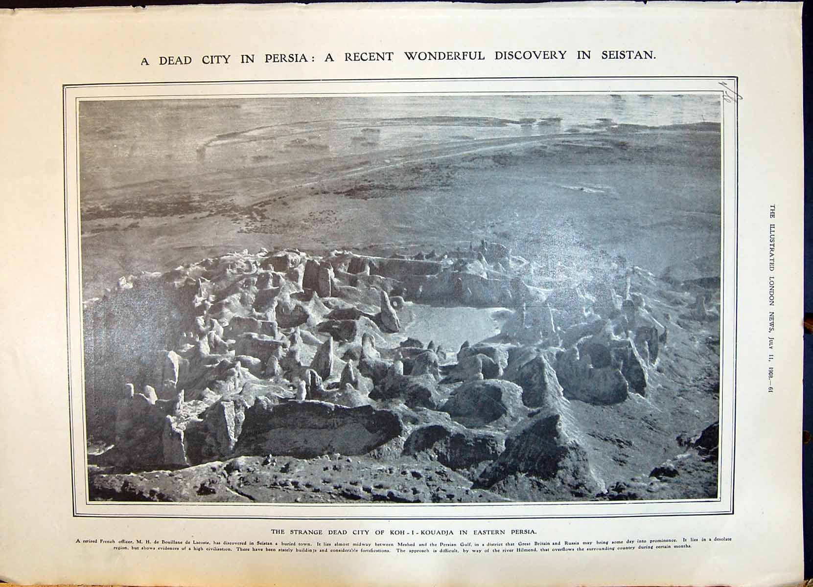 Old 1908 Dead City Koh-I-Kouadja Persia Seistan Stockport Town Hall C 20th