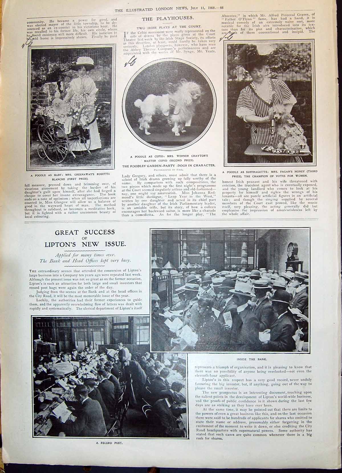 Old 1908 Poodle Garden Party Dogs Fagan Honey Greenaway Bank Lipton R 20th