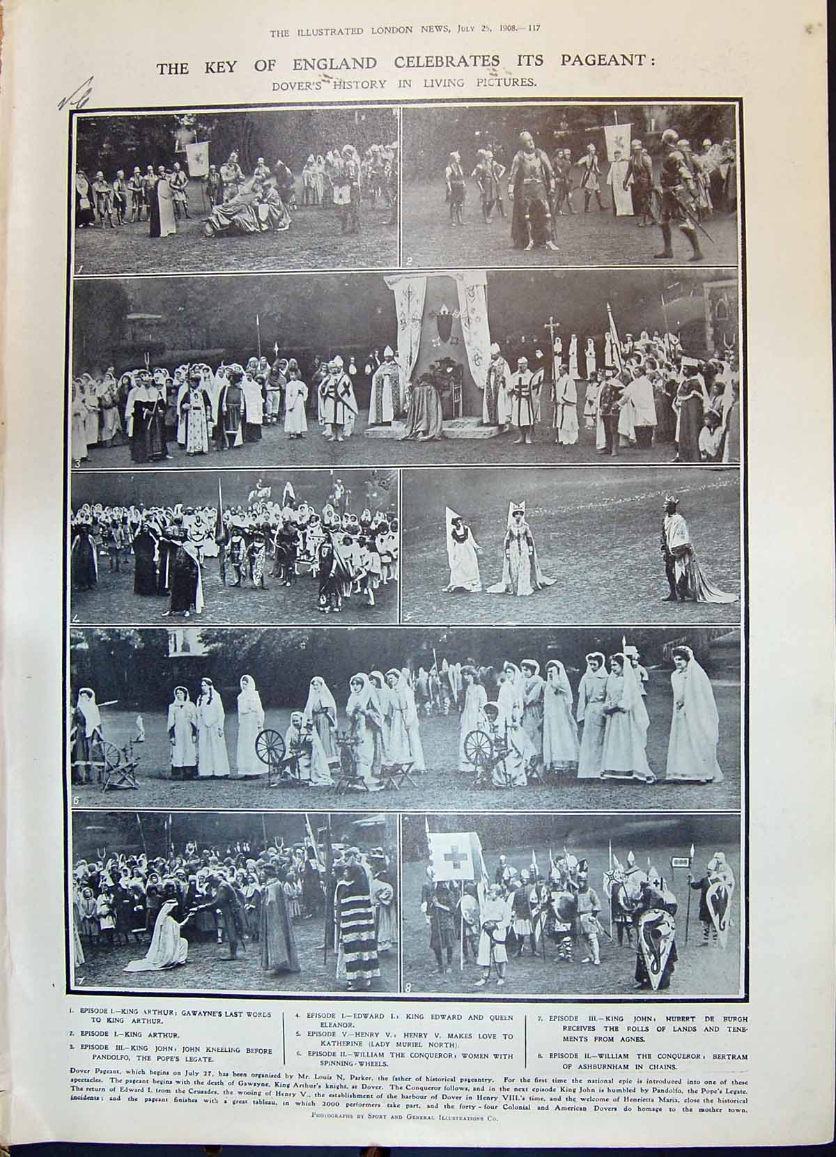Old 1908 Pageant England Dover King Arthur Parker Scott Cremer Roosev 20th
