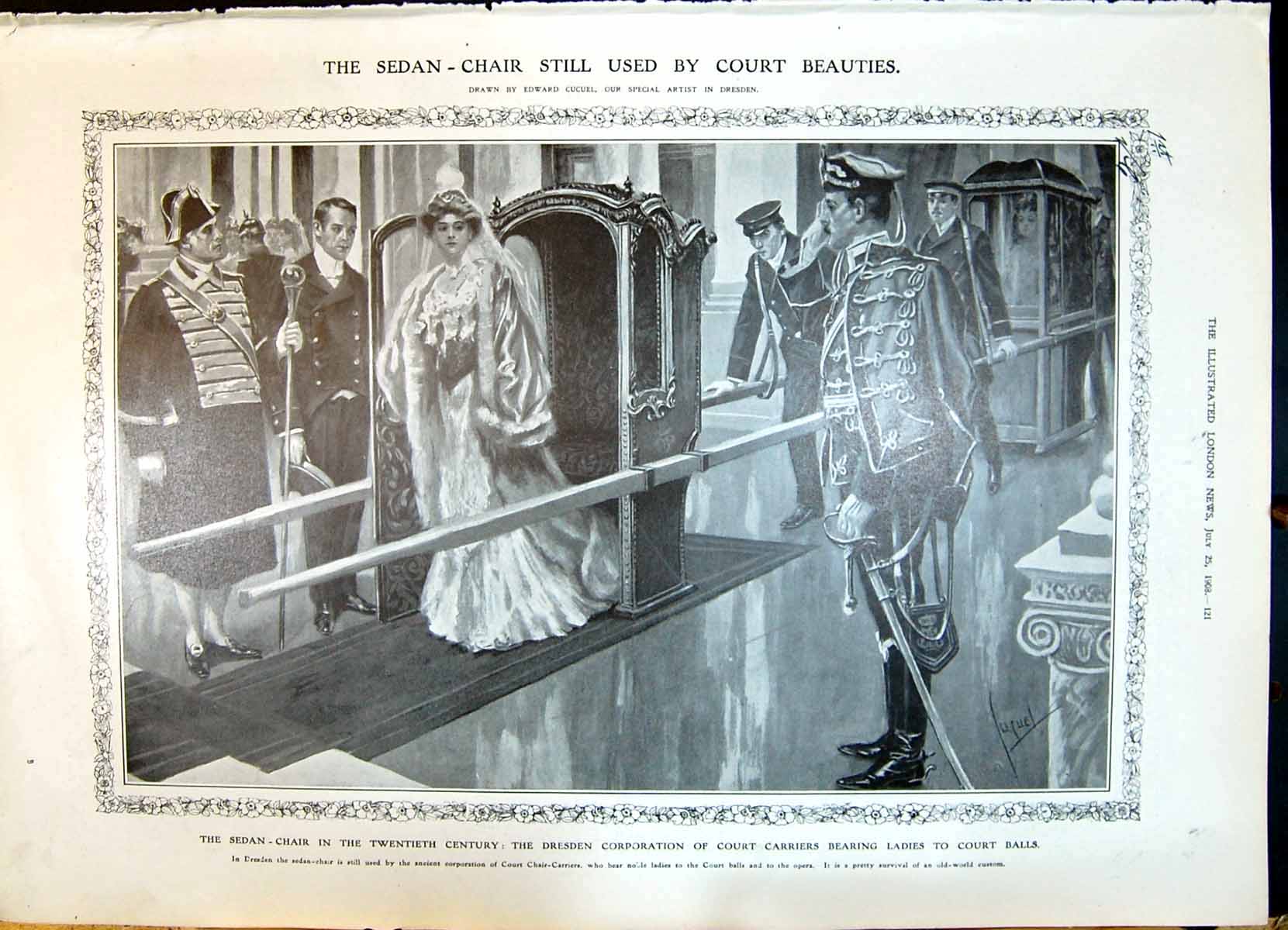 Old 1908 Sedan Chair Dresden Corporation Court Carriers Crosby London 20th