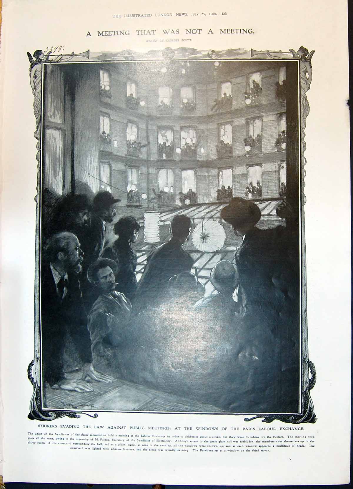 Old 1908 Strikers Evading Law Paris Labour Exchange Bambura Baboes Wi 20th