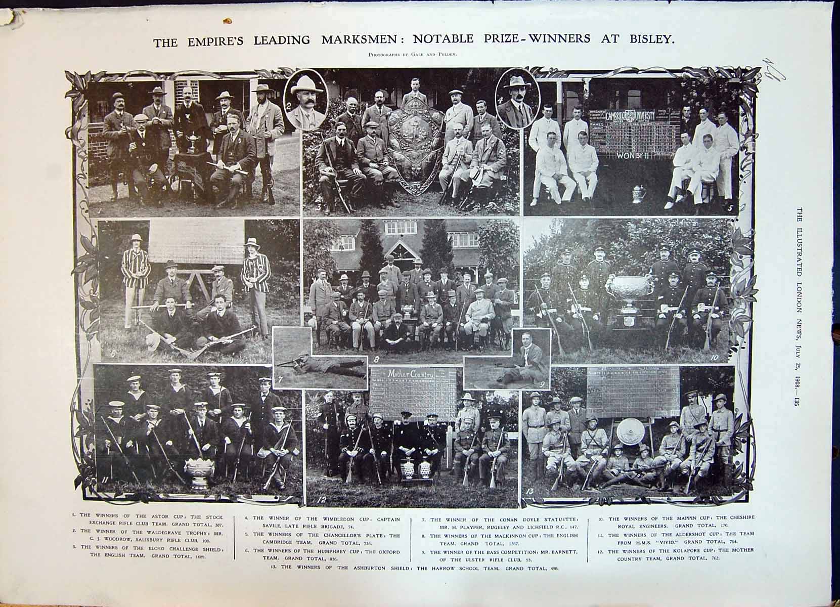 Old 1908 Prize Winners Bisley Savile Playfer Harrow School Lorimer Ex 20th