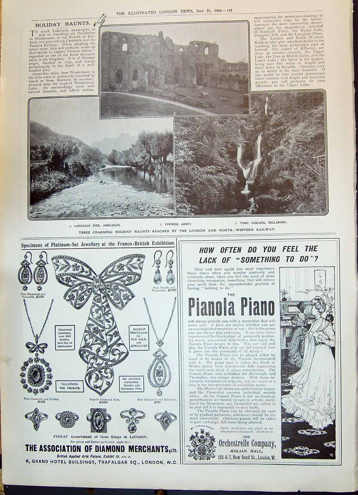 Old 1908 Langdale Park Ambleside Furness Abbey Torc Cascade Killarney 20th