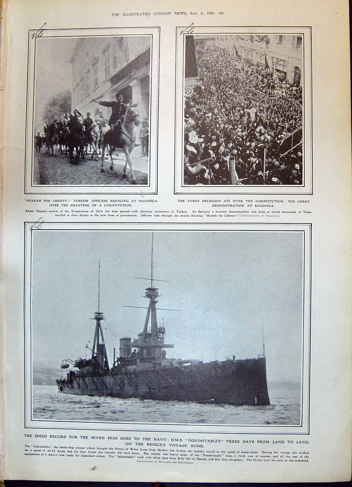Old 1908 Navy Ship Indomitables Turkish Army Salonica Guinness Lanes 20th