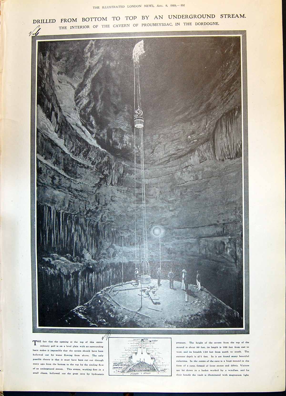 Old 1908 Interior Cavern Proumeyssac Dordogne Ballet Louis Xv Baron H 20th