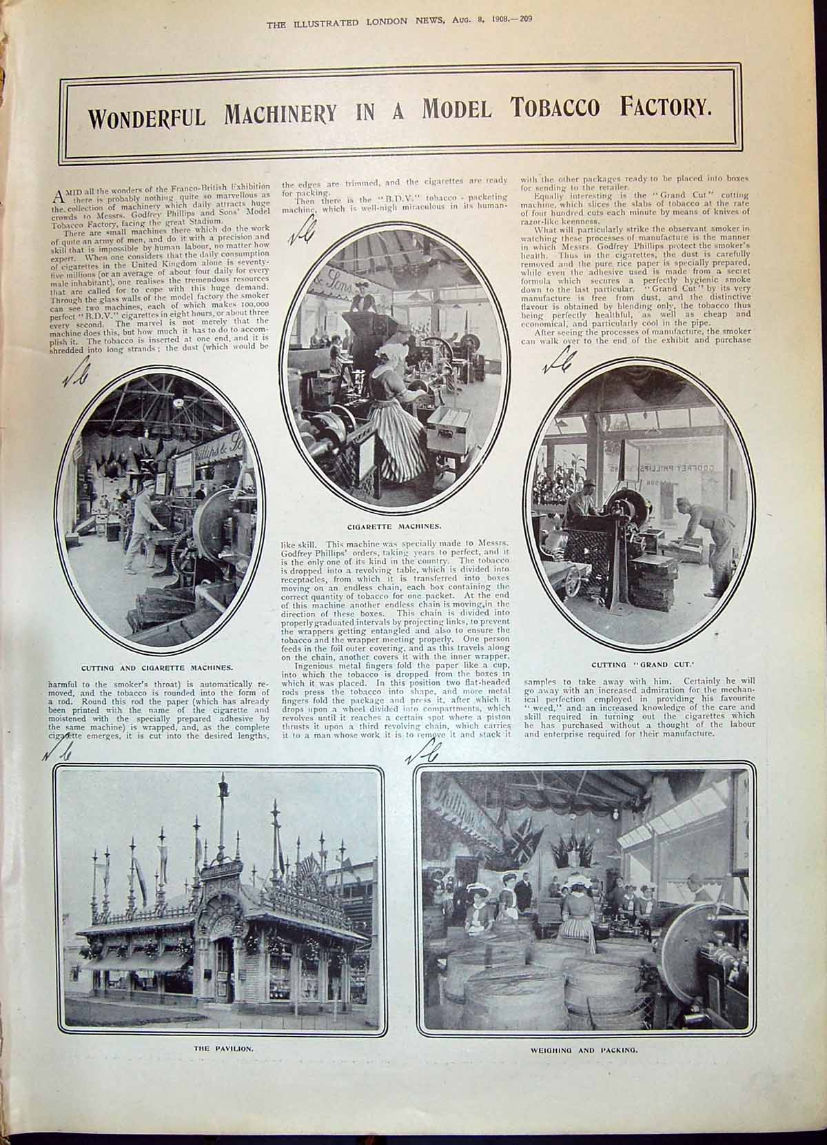 Old 1908 Model Tobacco Factory Cigarette Machinery Odol Dental Beauty 20th
