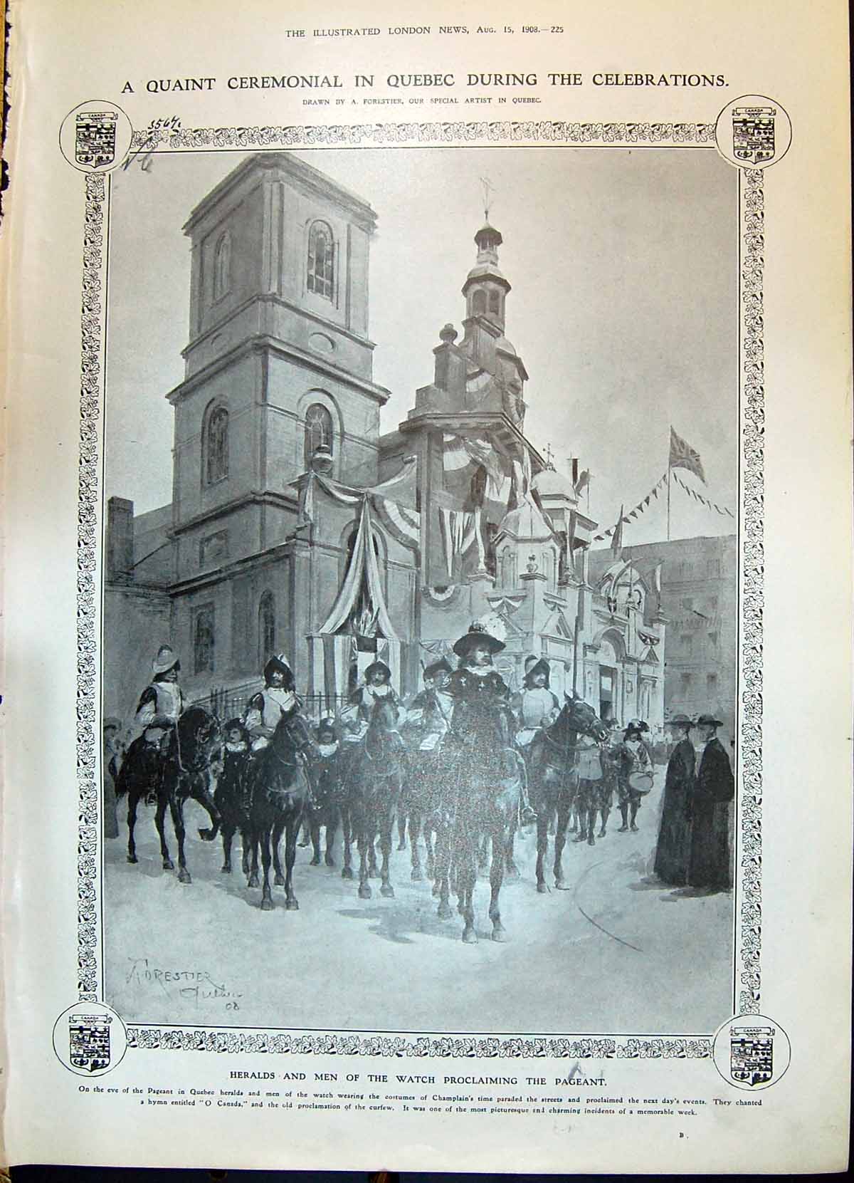 Old 1908 Pageant Quebec Heralds Canada Garden Party Prince Wales Loui 20th