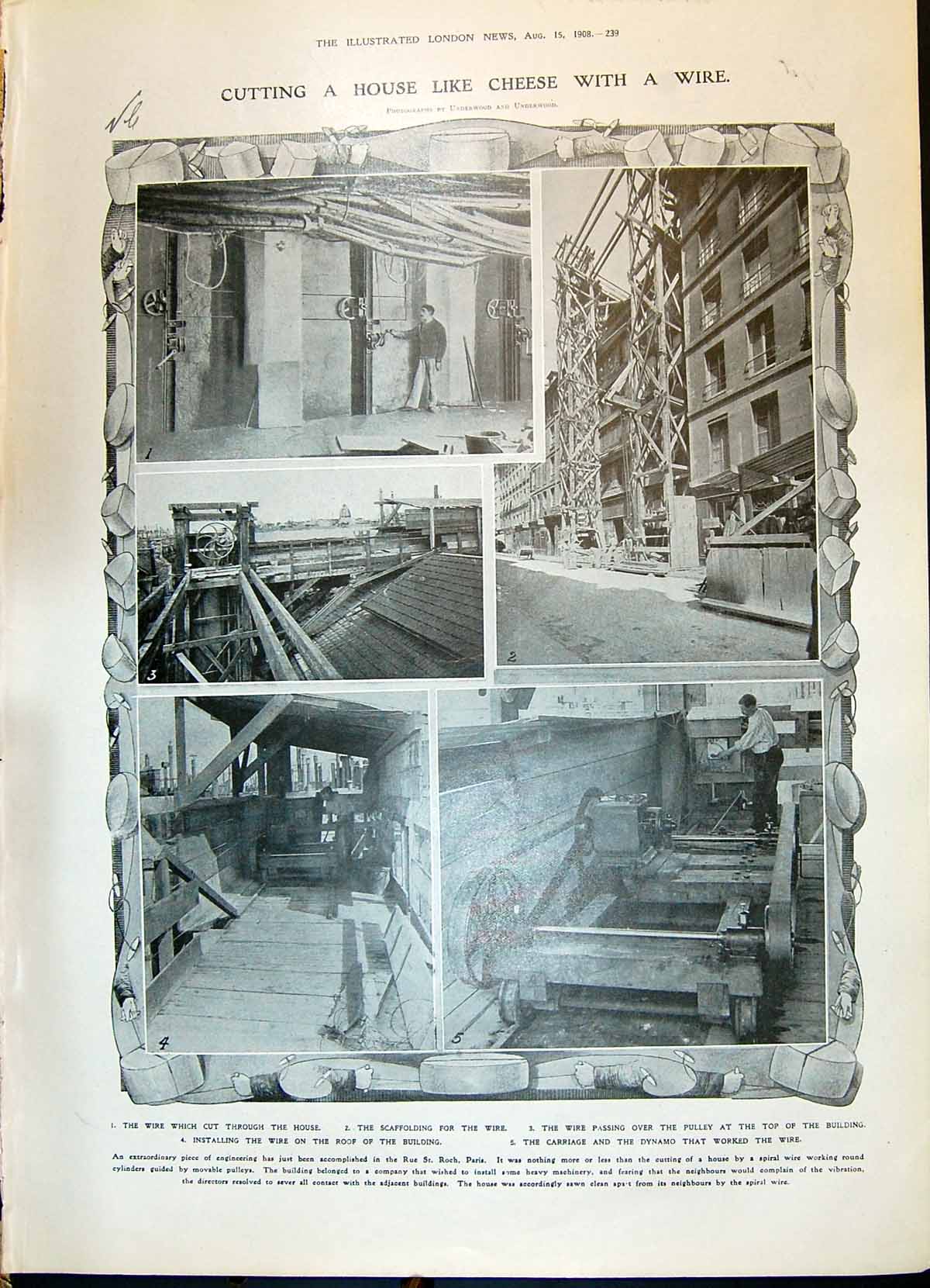 Old 1908 Rue Roch Paris House Wire Lambeth Conference Anglican Bishop 20th