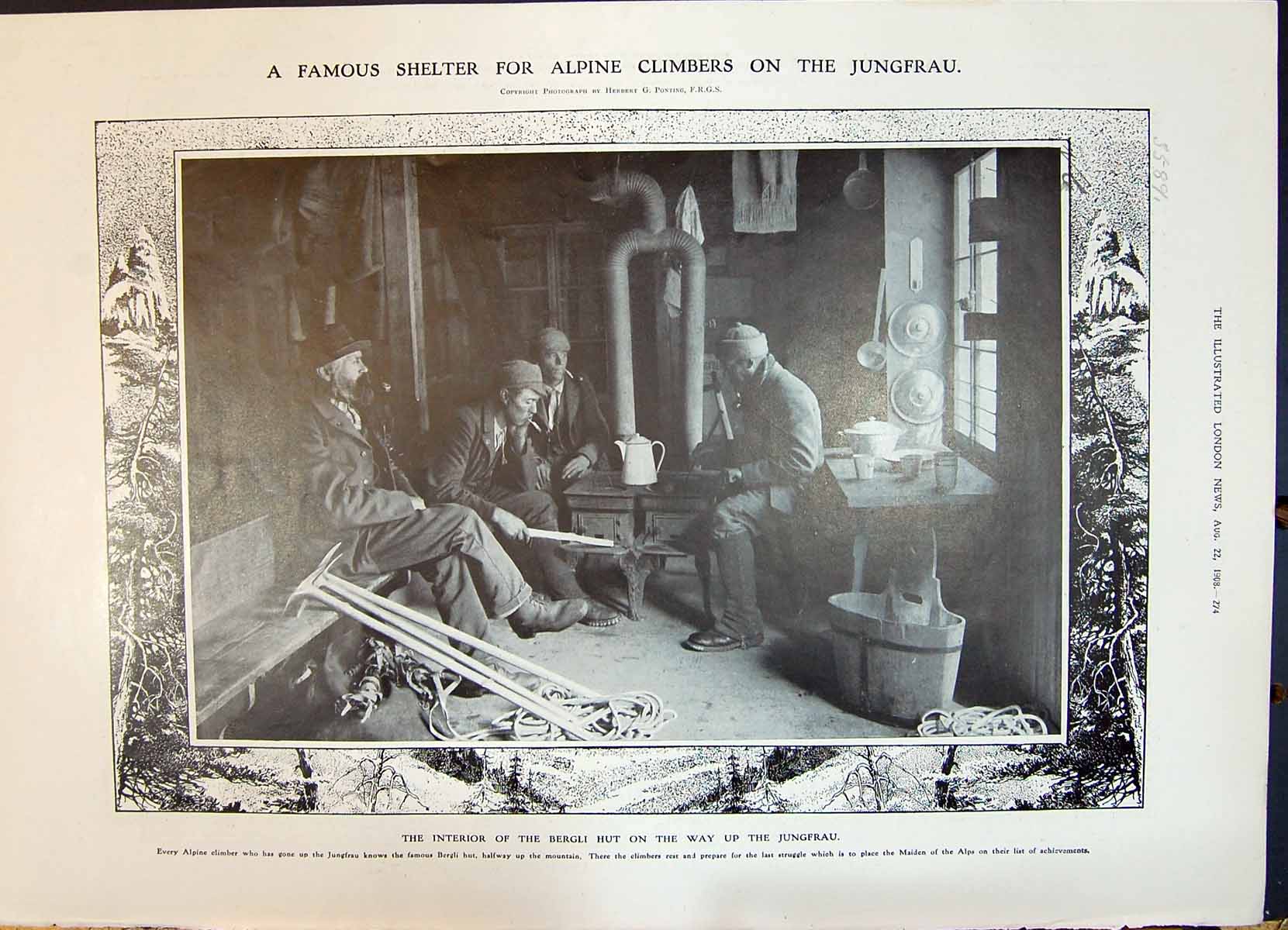 Old 1908 Shelter Alpine Climbers Jungfrau Bergli Hut Slum Children Wo 20th
