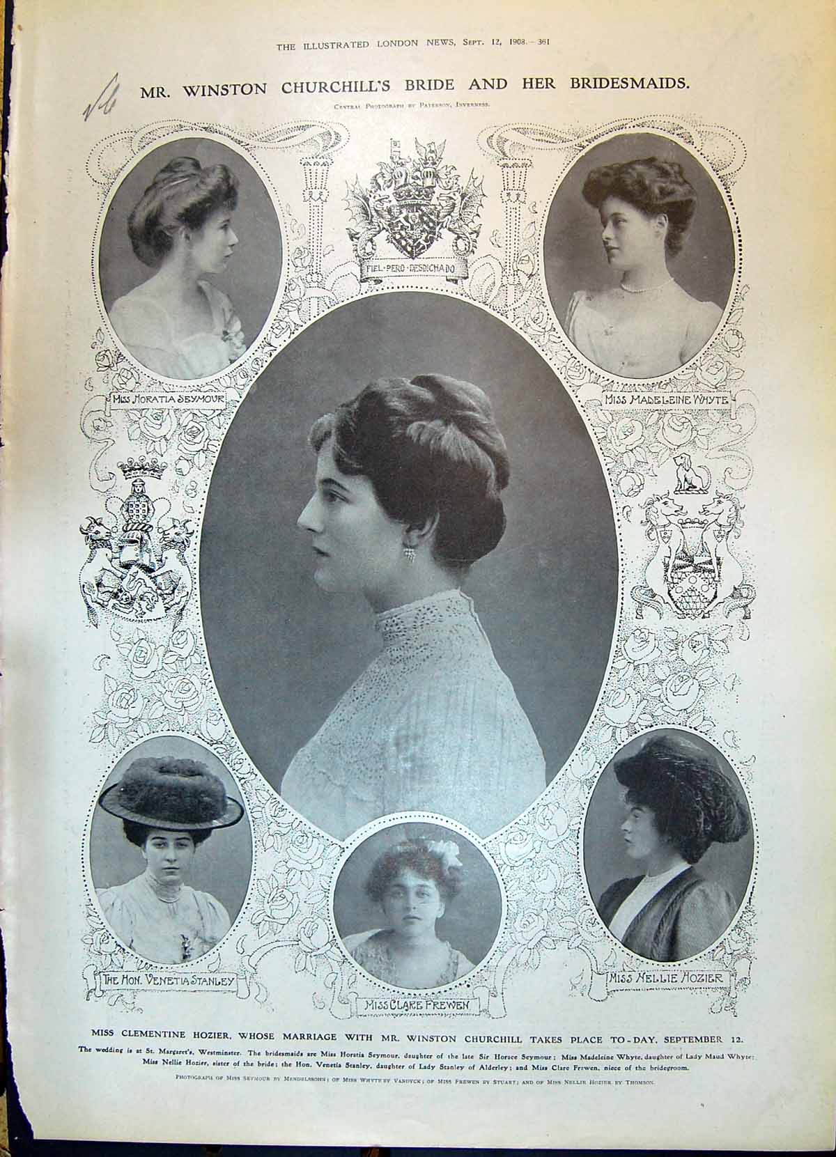 Old 1908 Clementine Hozier Churchill Frewen Stanley Seymour Whyte Bea 20th
