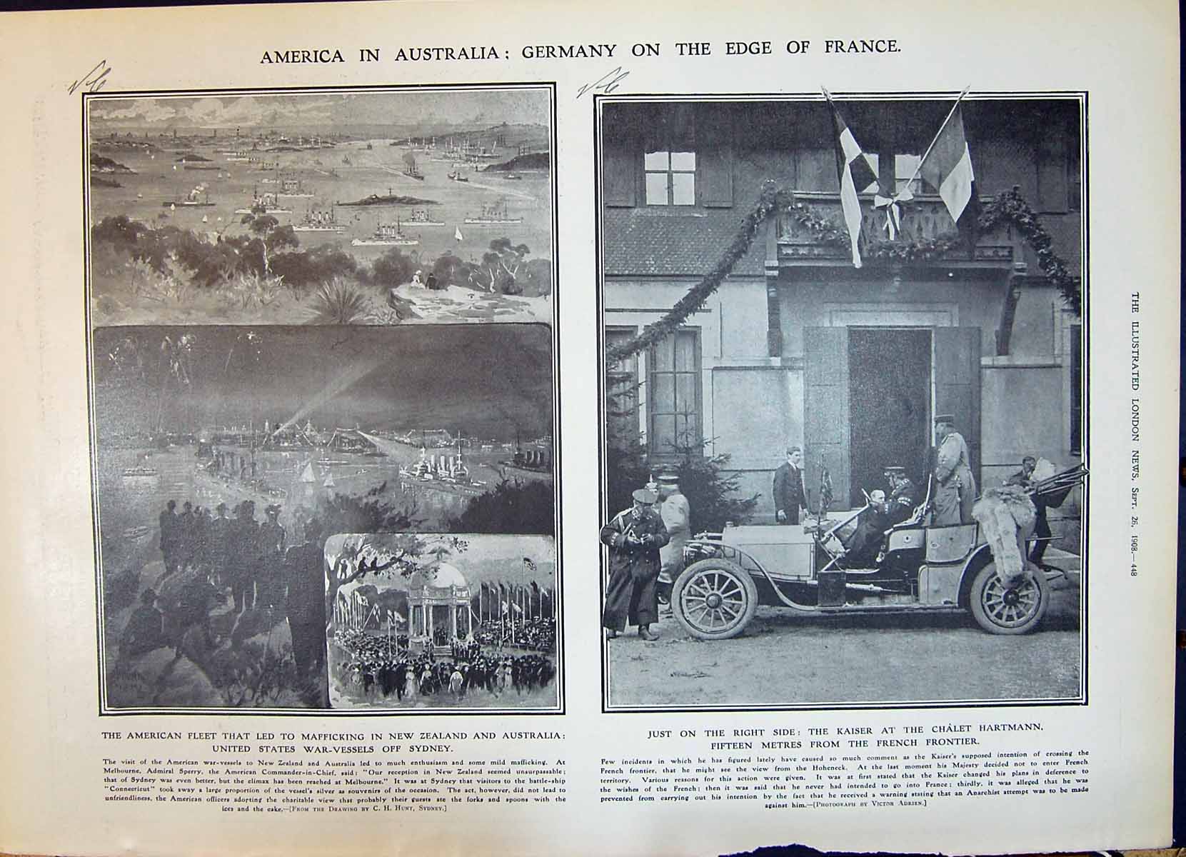 Old 1908 American Ships Australia Kaiser Germany Chalet Hartmann Fren 20th