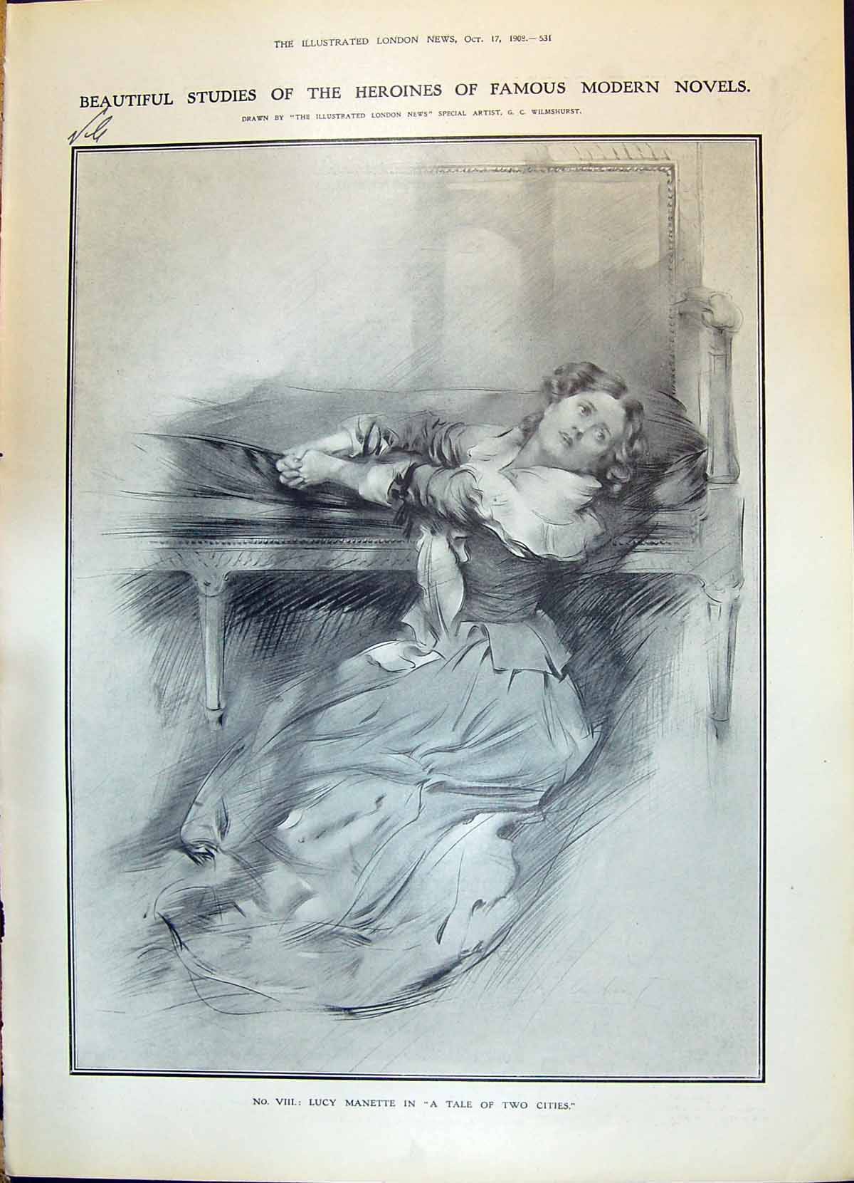 Old 1908 Lucy Manette Tale Two Cities Theatre Henry Irving Crawford G 20th