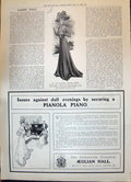 Antique Print 1908 Ladies Fashion Princess Dress Roman Sating Pianola Piano