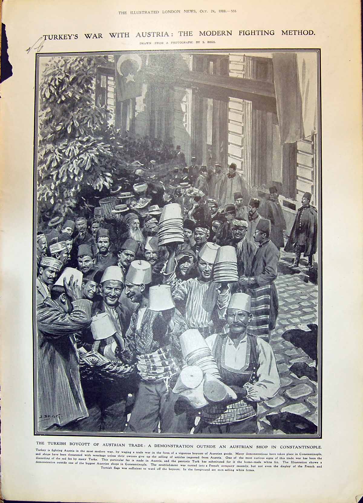 Old 1908 Turkey War Austria Constantinople John Burns President Gover 20th