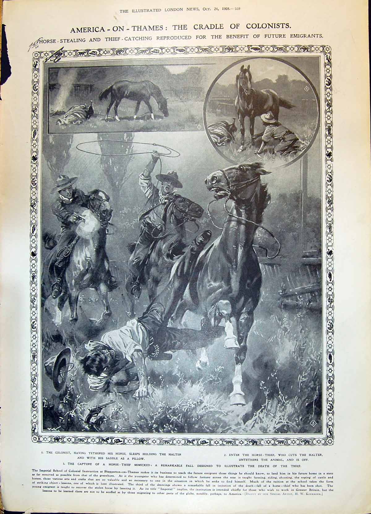 Old 1908 Horse Stealing School Shepperton-On-Thames Keymer Nelson Tra 20th