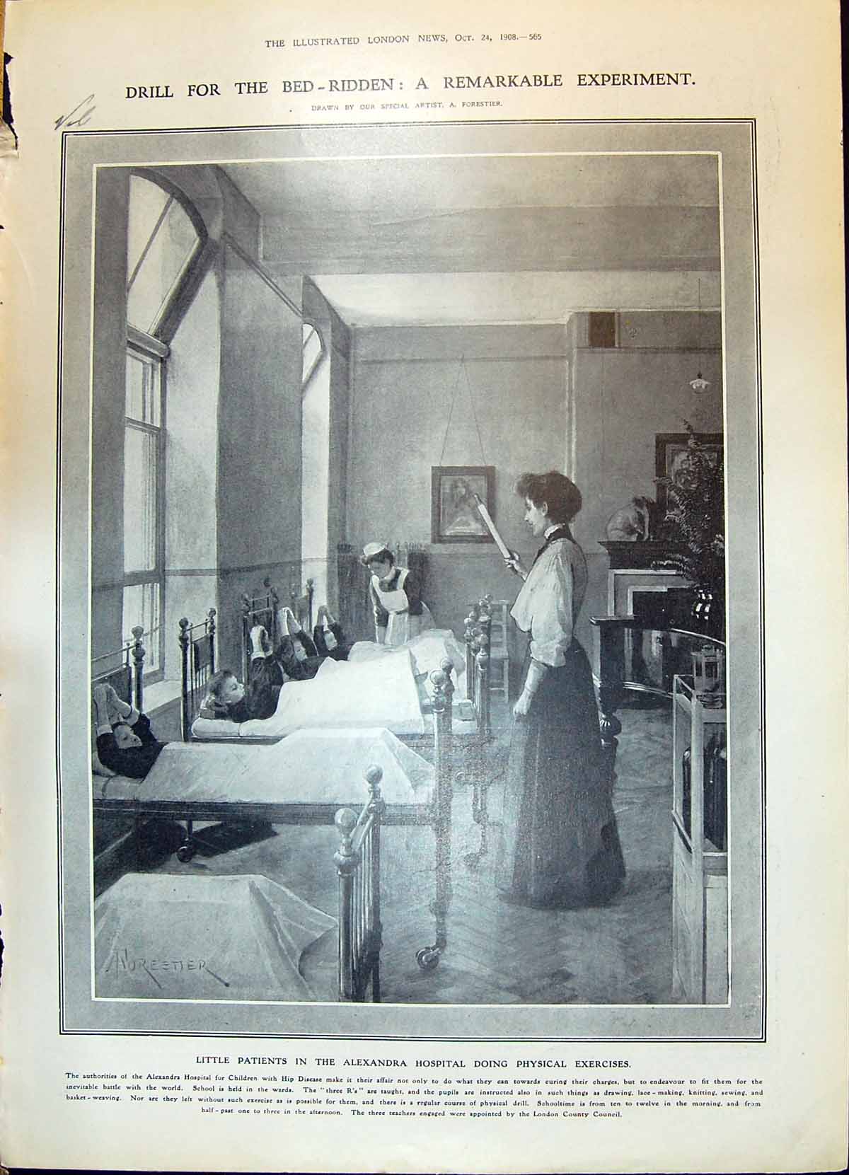 Old 1908 Patients Alexandra Hospital Children Exercises X-Ray Cameo M 20th