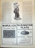Antique Print 1908 Ladies Fashion Fur Maple Persian Carpets Elkington Plate