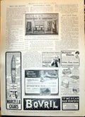 Old Print 1908 Ideal Home Exhibition Model Bedroom Bovril Marcella Cigars 20th