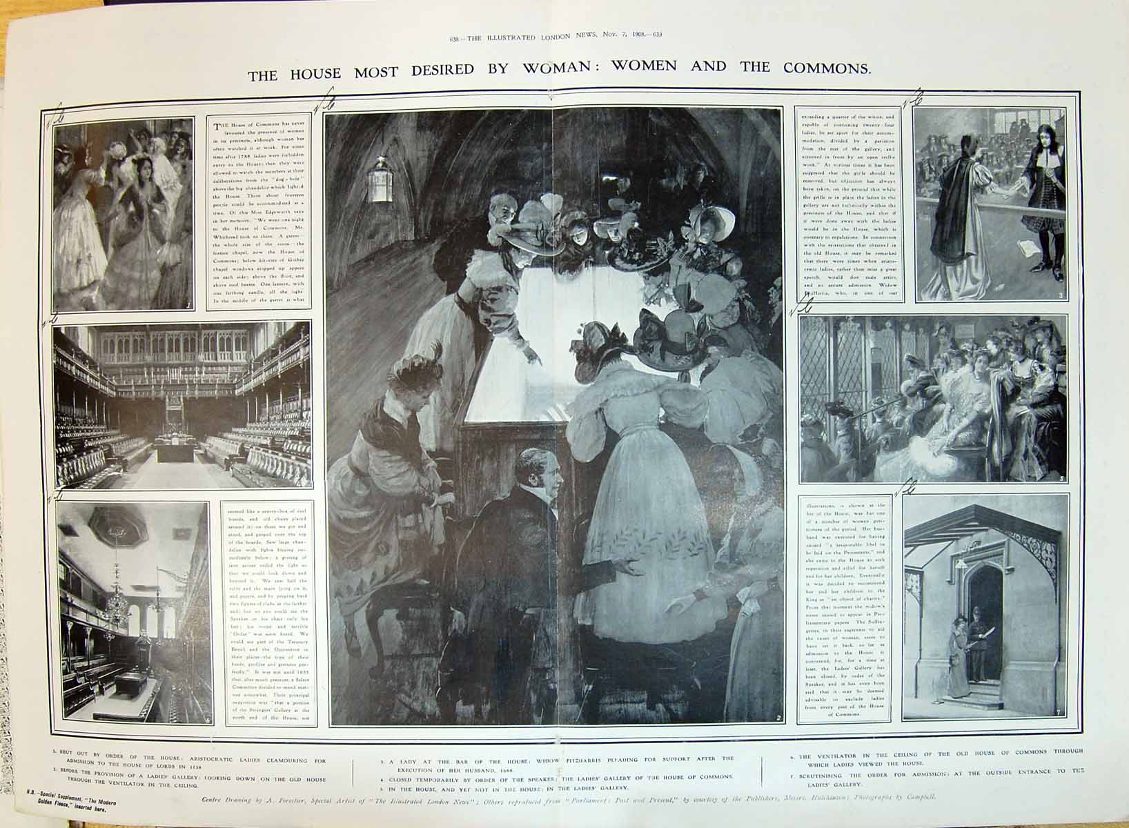 Old 1908 Women House Commons Ladies Gallery Lords Widow Fitzharris Lo 20th
