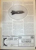 Antique Old Print 1908 Clement-Bayard Air-Ship Plasmon Cocoa Olympia Motor 20th