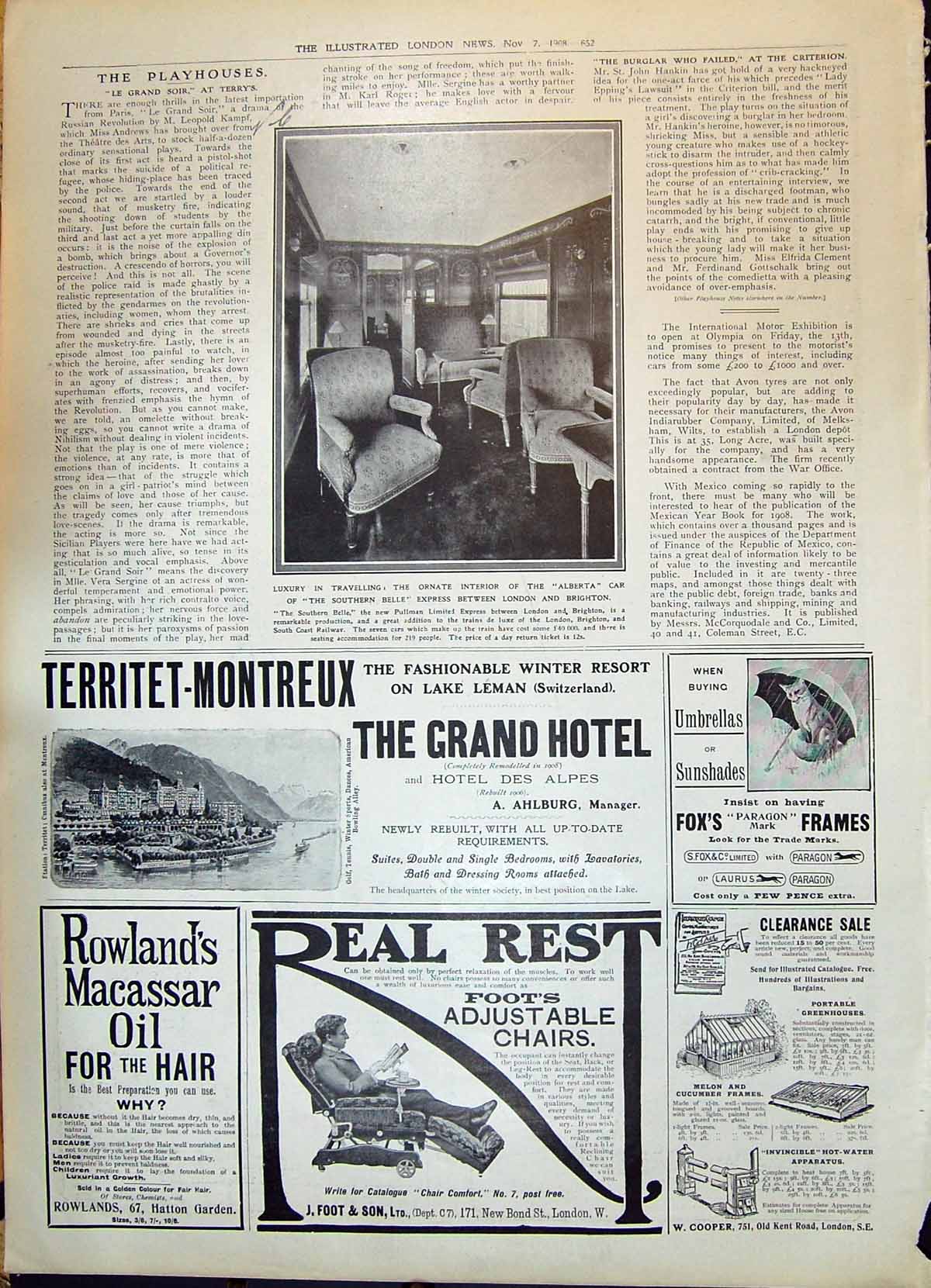 Old 1908 Ornate Interior Alberta Car Southern Belle Train Hotel Montr 20th