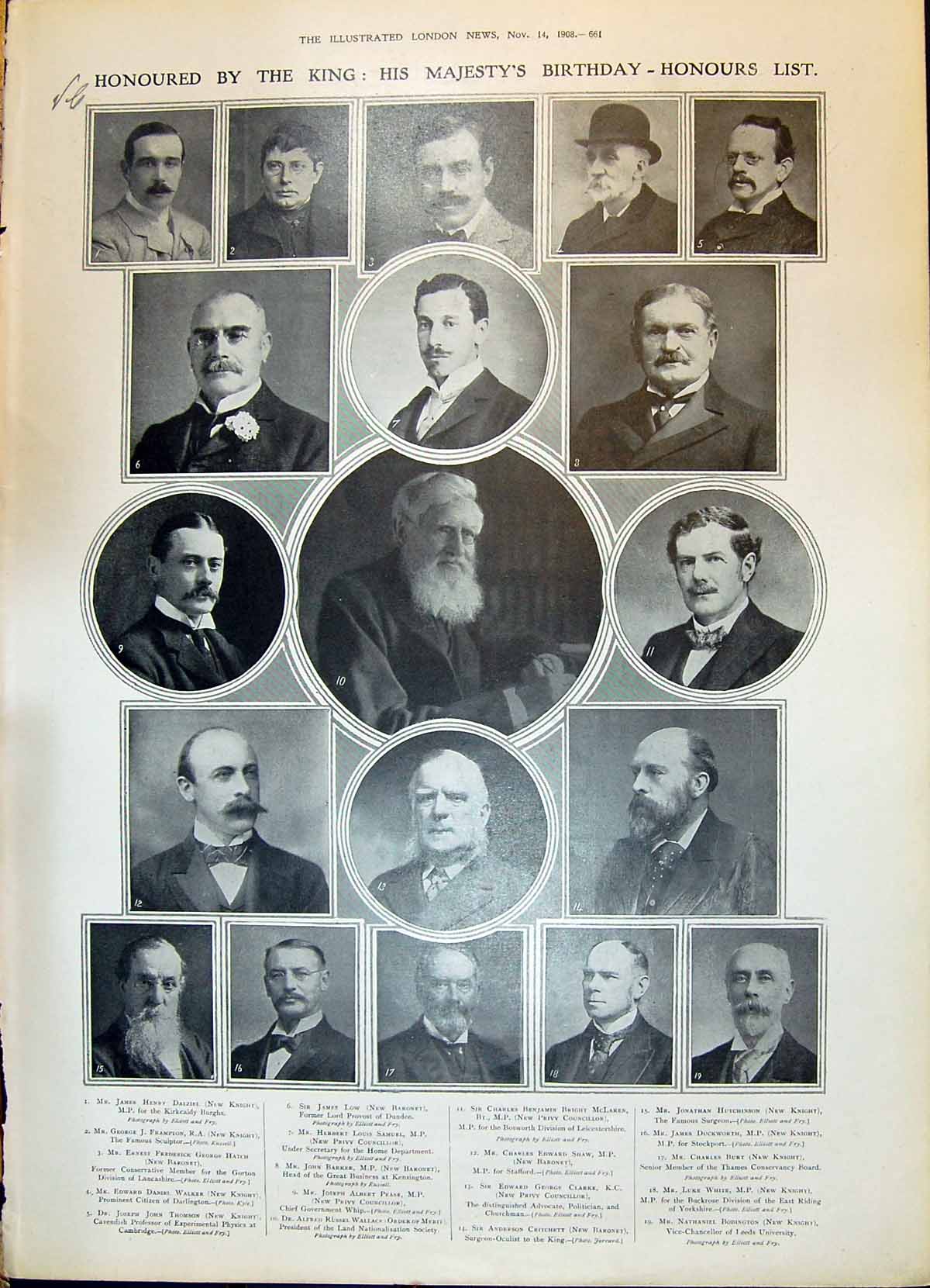 Old 1908 Honours Dalziel Low Shaw Pease Duckworth Burt White Sardou A 20th
