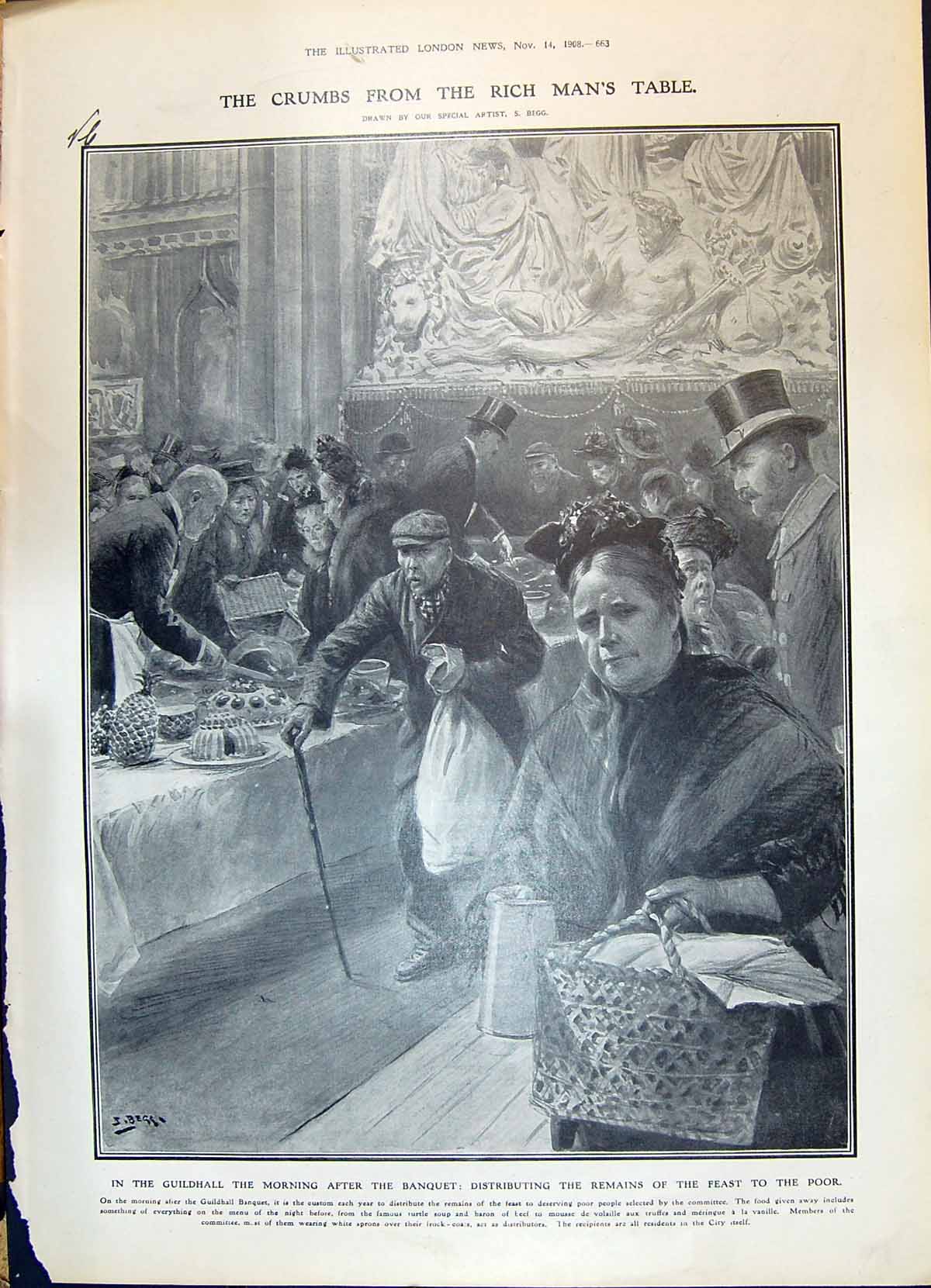 Old 1908 Guildhall Banquet Poor People Eton School Asquith Magdaelen 20th