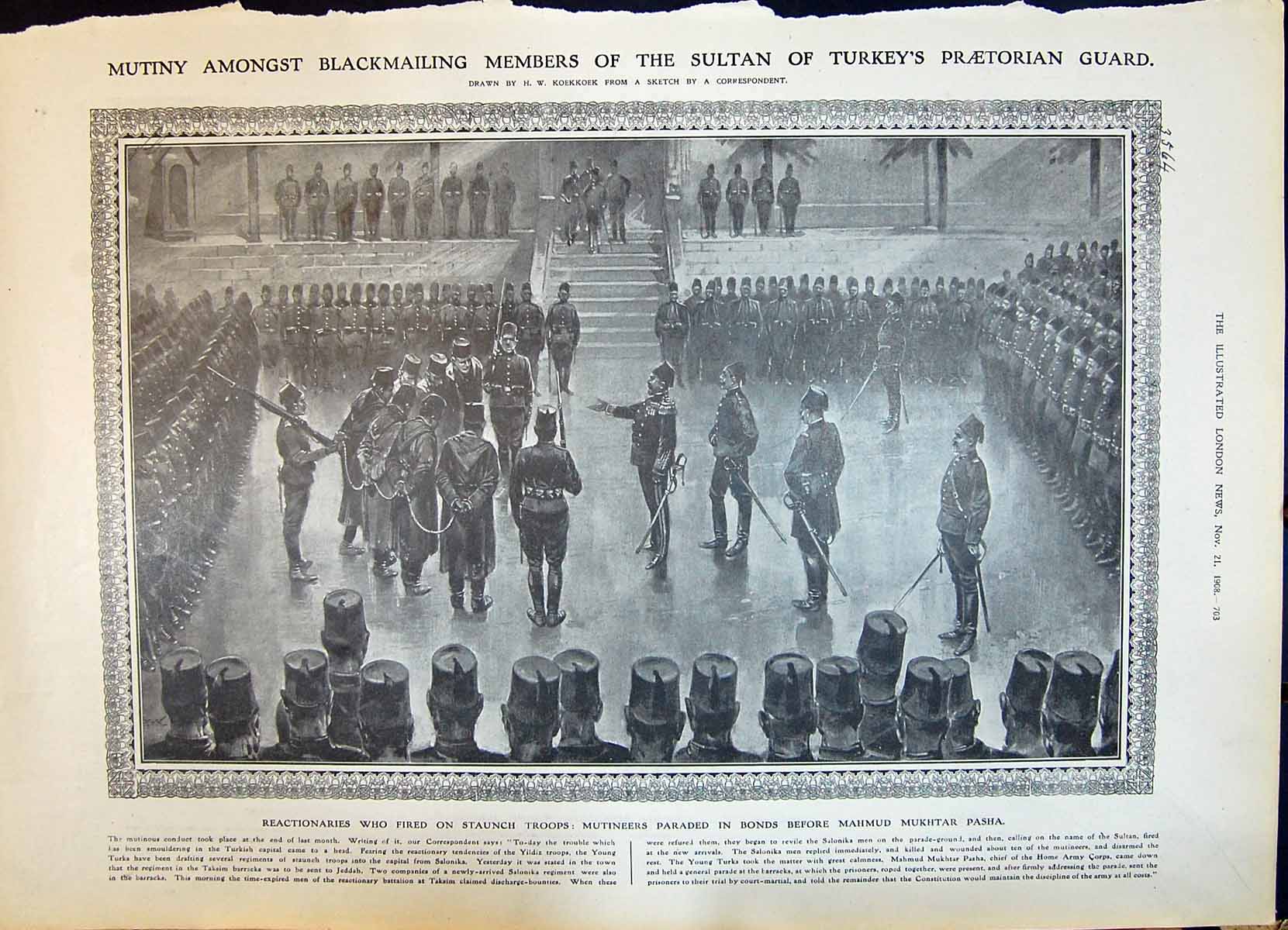 Old 1908 Sultan Turkey Praetorian Guard Mahmud Mukhtar Pasha Taft Mor 20th