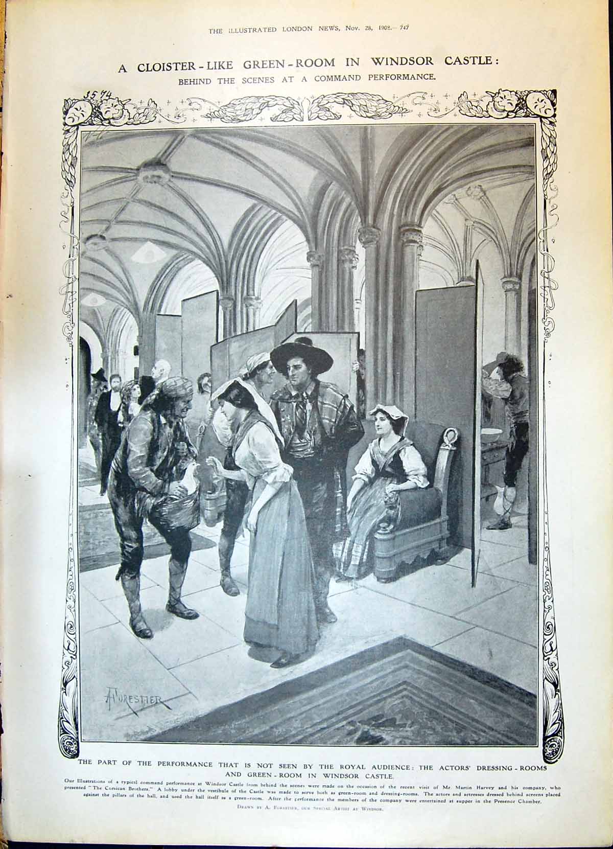 Old 1908 Green Room Windsor Castle Command Performance Christmas Pres 20th