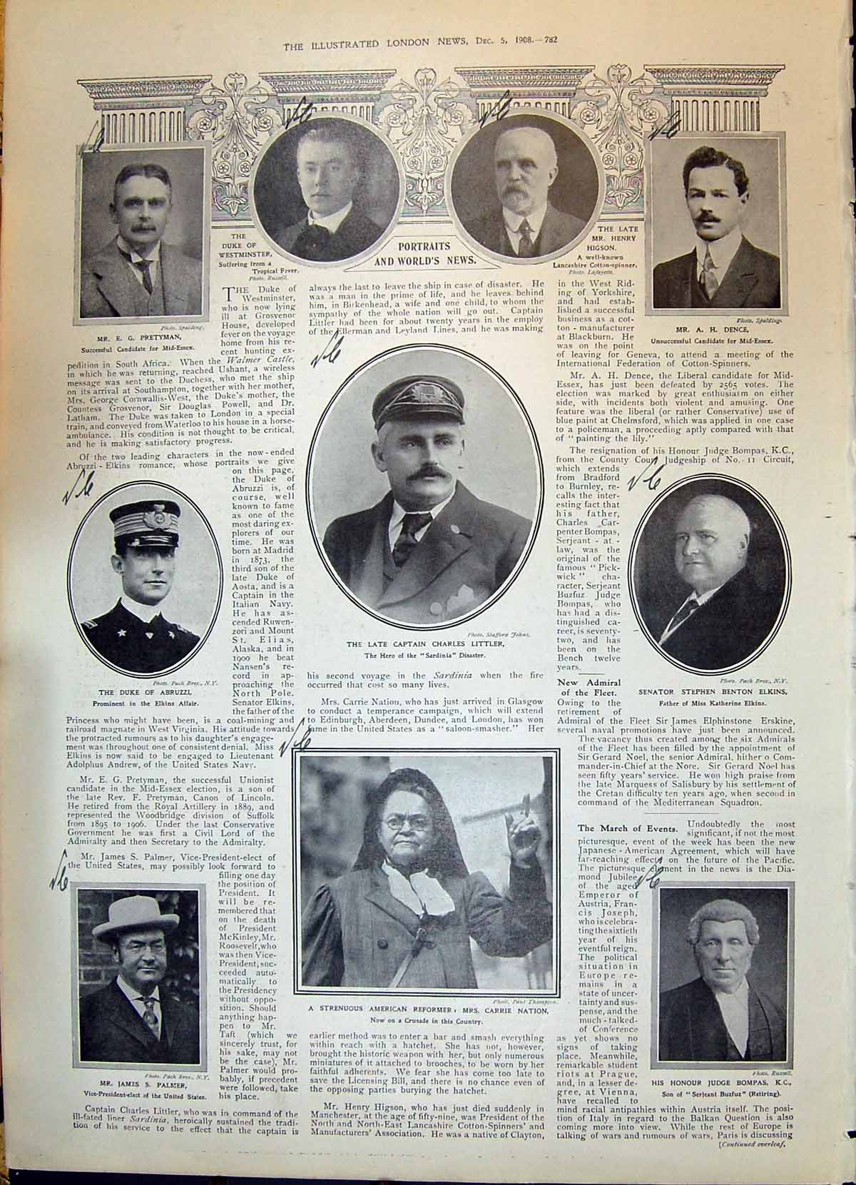 Old 1908 Captain Littler Pretyman Nation Bompas Palmer Dence King Hun 20th