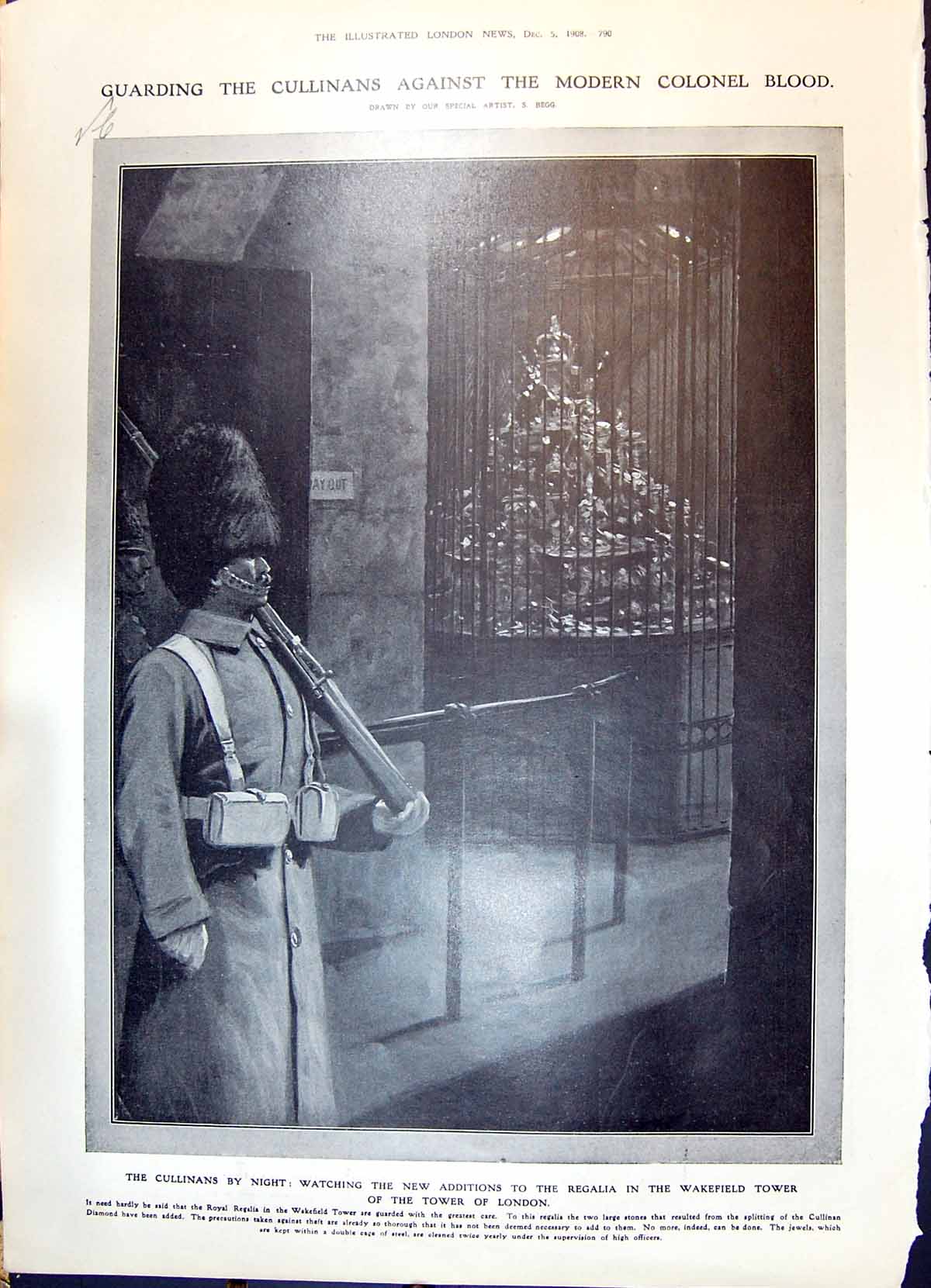 Old 1908 Guard Cullinans Regalia Wakefield Tower London Grey Squirrel 20th