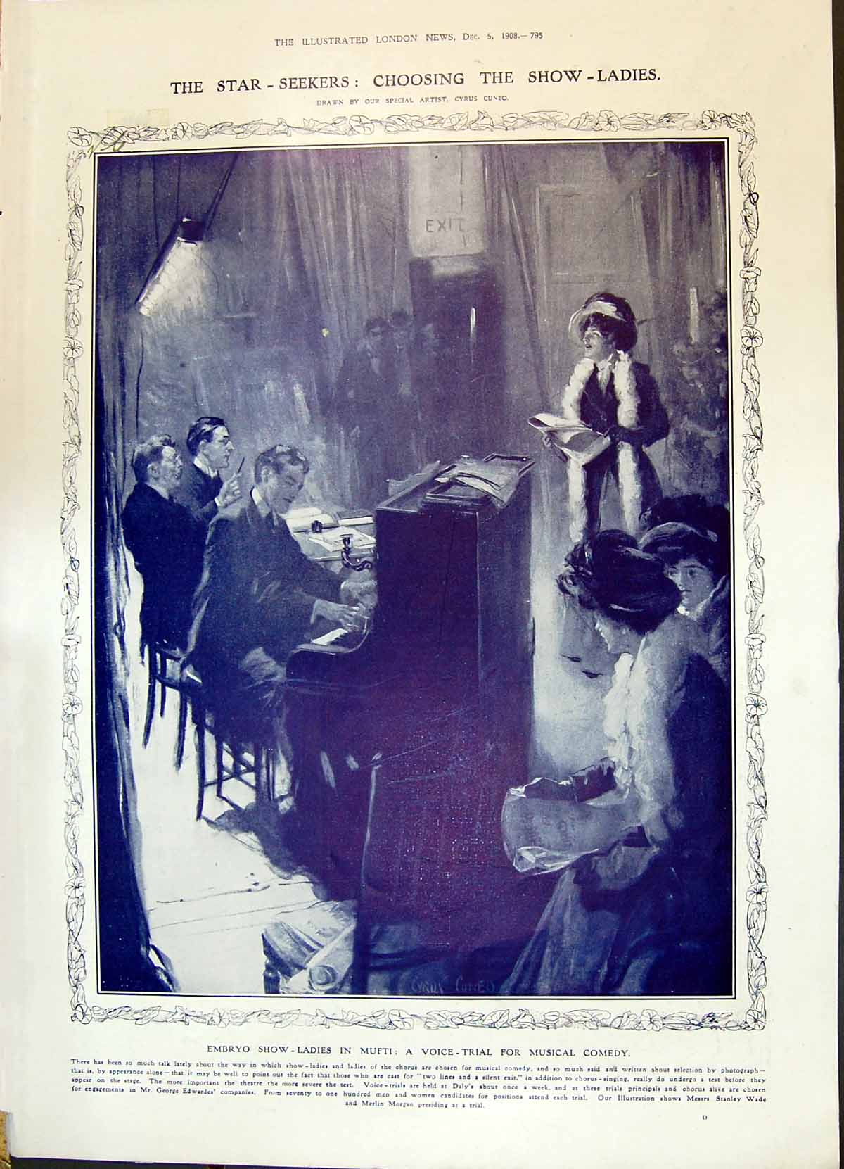 Old 1908 Embryo Show-Ladies Mufti Voice-Trial Musical Comedy Benson W 20th
