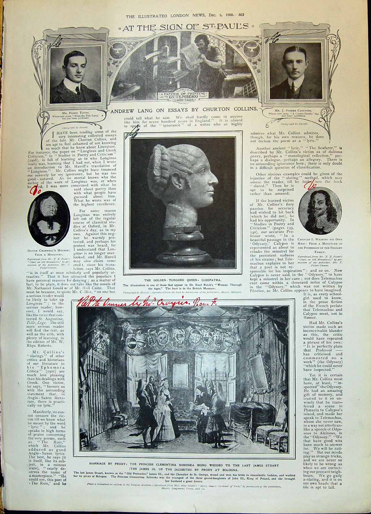Old 1908 Young Clouston King Charles Cleopatra Princess Celmentina So 20th