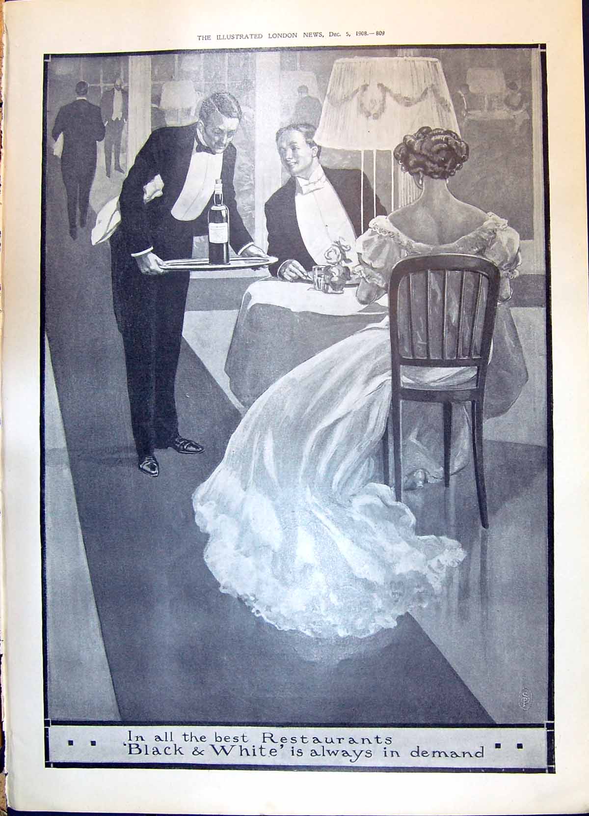 Old 1908 Black White Scotch Whisky Restaurant Moore Brabazon Aeroplan 20th