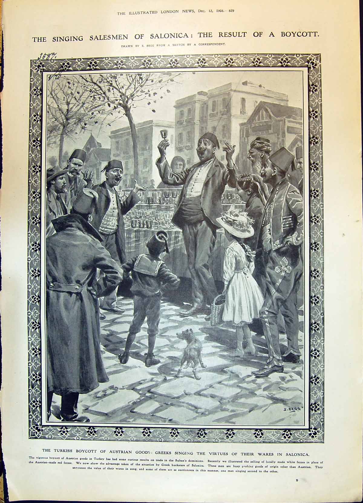 Old 1908 Singing Salesman Salonica Turkish Boycott Tucker Hardy Spala 20th