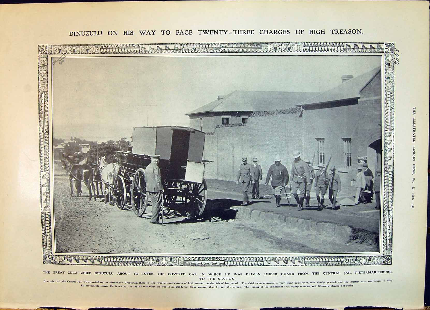 Old 1908 Zulu Chief Dinuzulu Jail Pietermaritzburg War Ships Liguria 20th