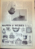 Old Print 1908 Destroyer Ship Ure Saracen Cowes Mappin Webb London Paris 20th