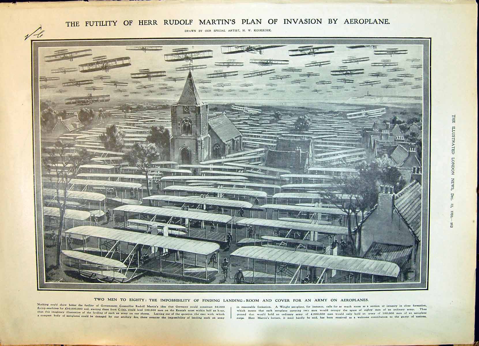Old 1908 Herr Rudolf Martin Plan Invasion Aeroplane Andria Terence Wo 20th