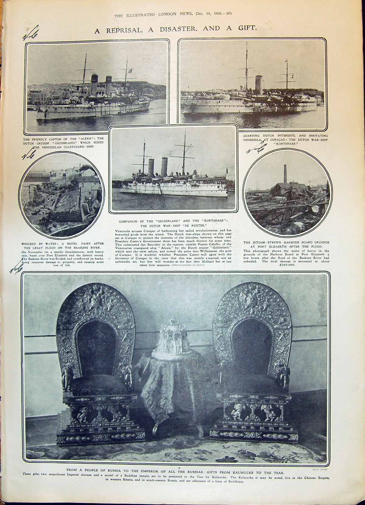 Old 1908 Ship Alexis Gelderland Kortenaer Ruijter Granard Warmington 20th