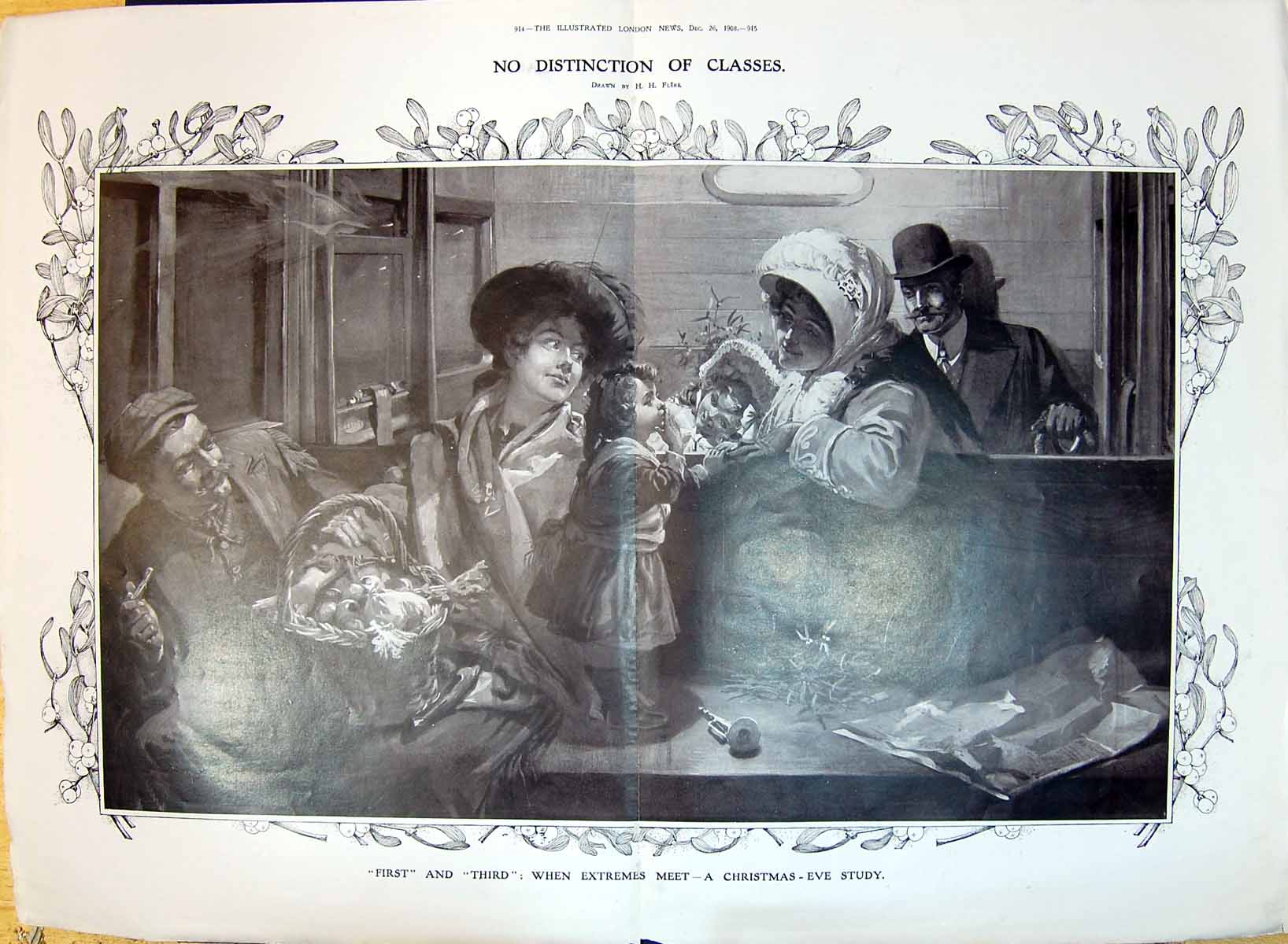 Old 1908 First Third Class Train Railway Carriages Christmas Eve Stud 20th