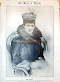 Old Antique Print 1908 Portrait Beautiful Majesty Queen Charity England 20th
