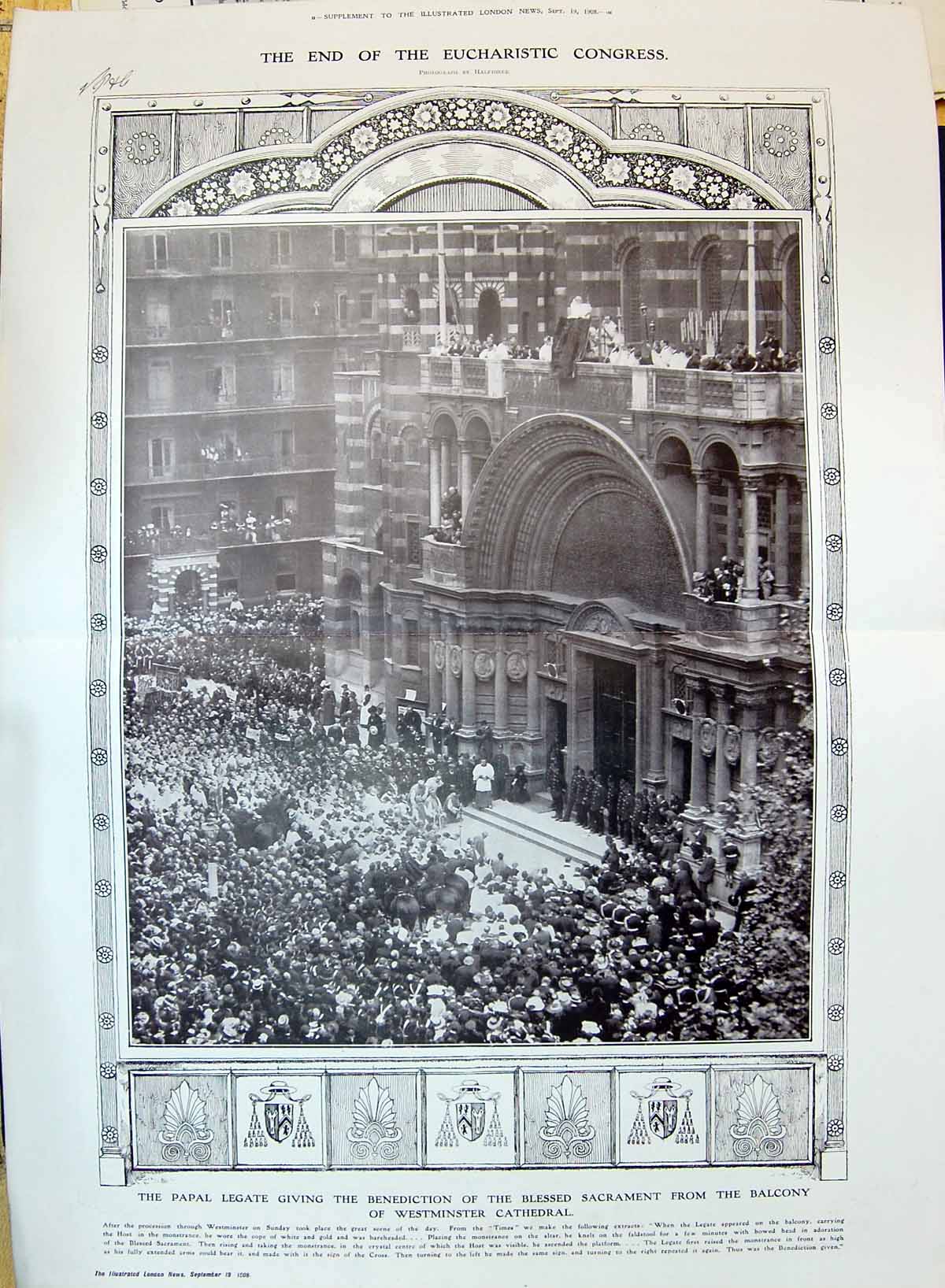 Old 1908 Papal Legate Benediction Sacrament Westminster Cathedral Ech 20th