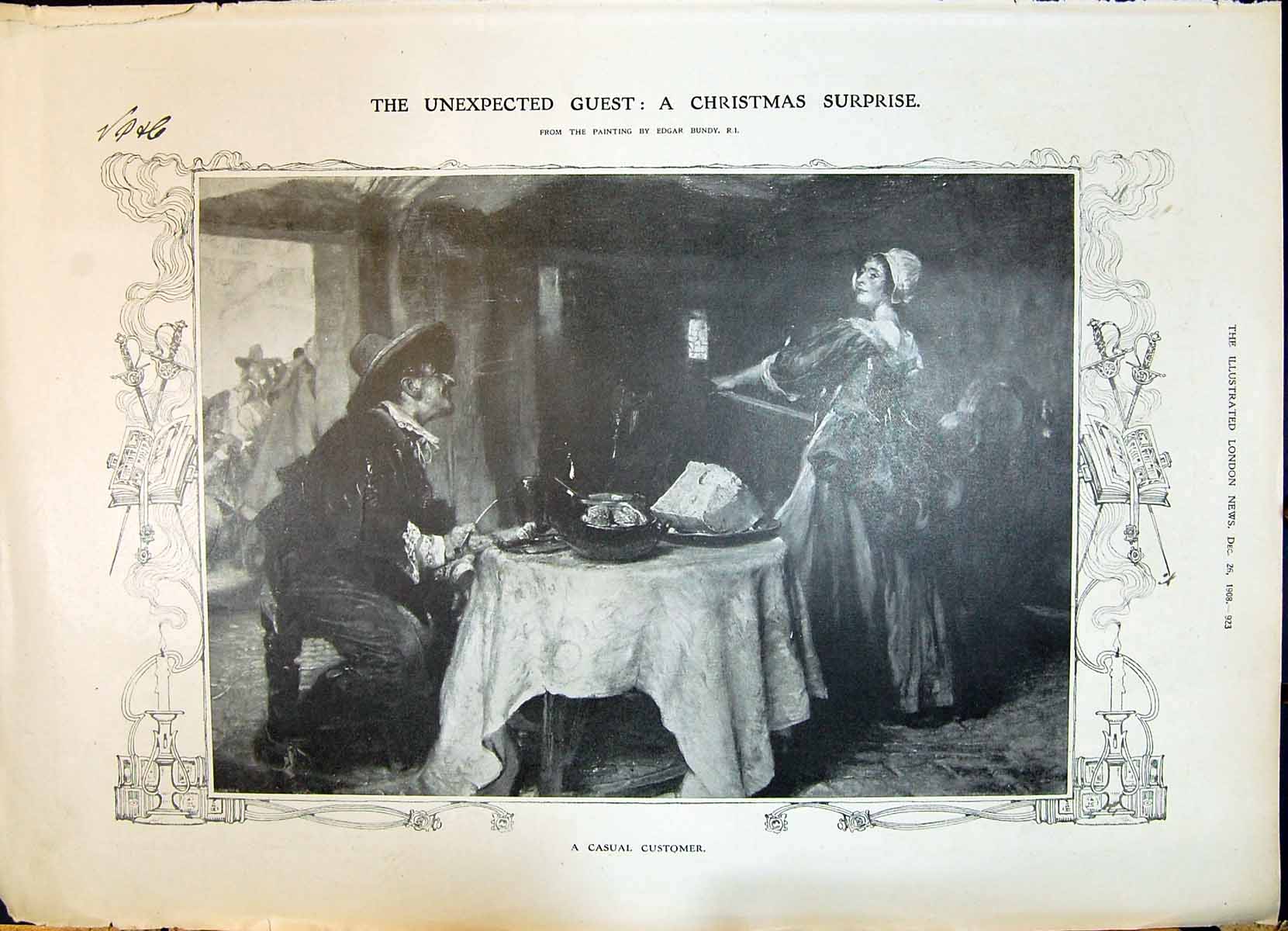 Old 1908 Casual Customer Bundy Christmas Scene Science Maclaurin Fran 20th