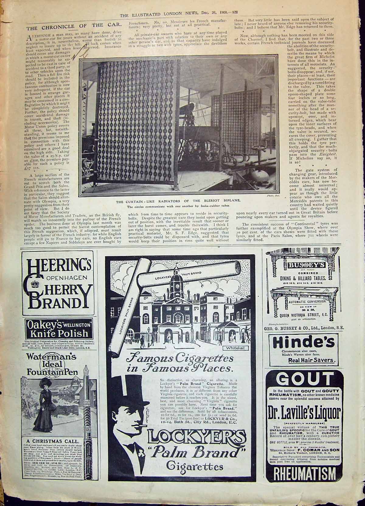 Old 1908 Curtain Radiators Bleriot Biplane Lockyers Cigarettes Heerin 20th