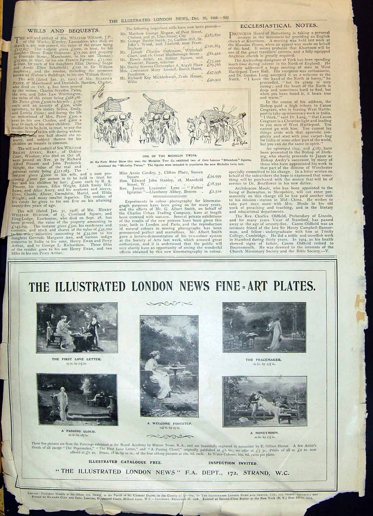 Antique Print 1908 Illustrated London News Paris Motor Show Michelin Twins 20th