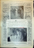 Original Old Antique Print 1908 Man Lady Garden Flowers Romance Writing Letter