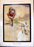 Old Antique Print 1908 Picking Picket Geese Sier Man Prisoner Edgar Bundy 20th