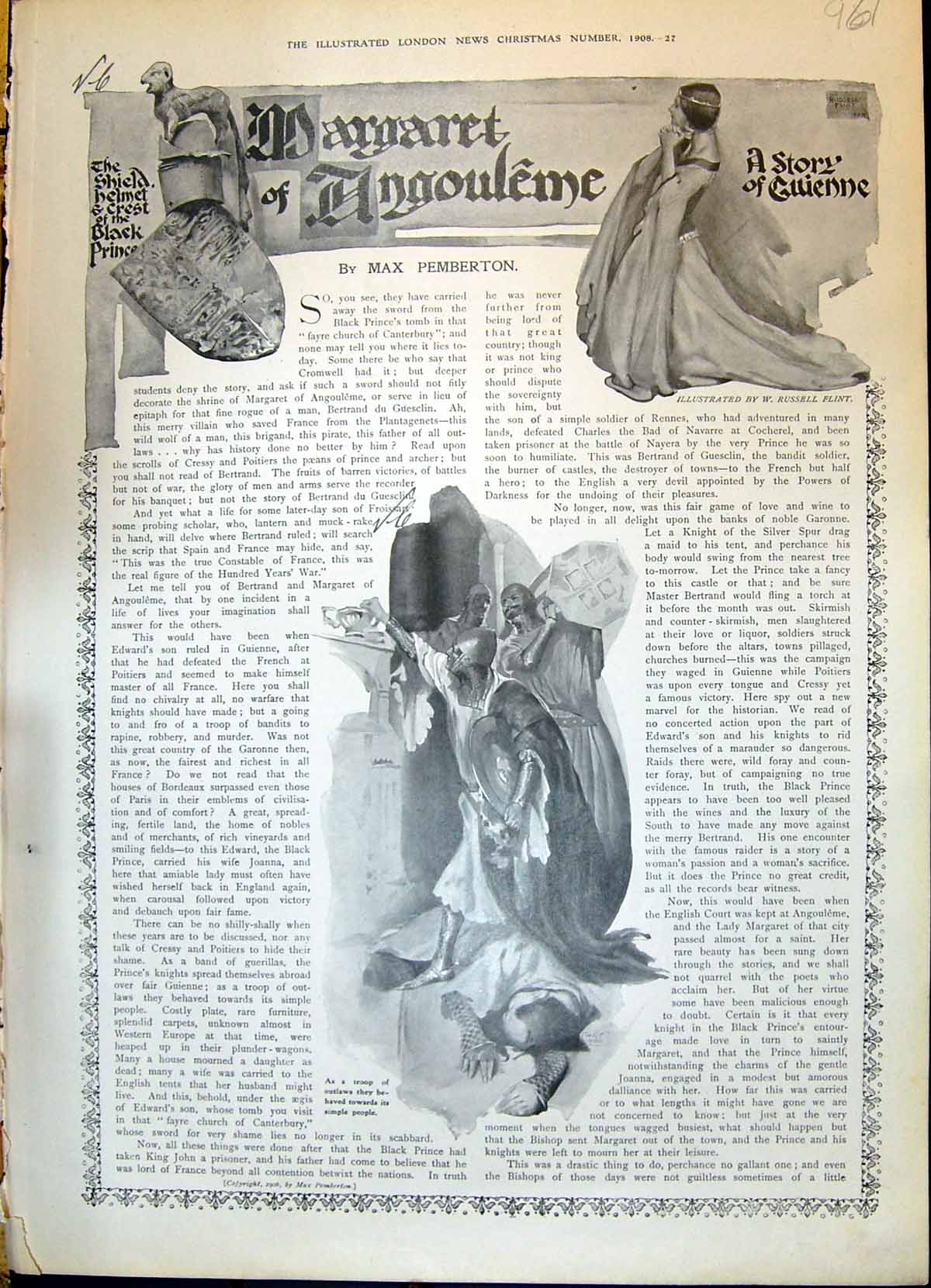 Old 1908 Story Illustration Margaret Angouleme Max Pemberton Horses B 20th